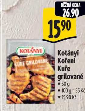 Kotányi Koření Kuře grilované, 30 g