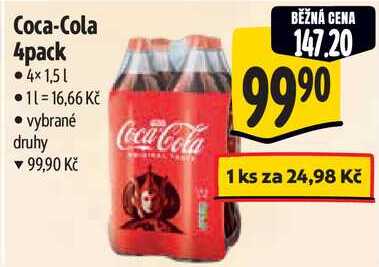 Coca-Cola 4pack, 4x 1,5 l