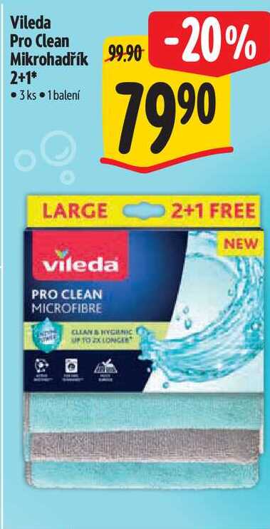 Vileda Pro Clean Mikrohadřík, 2+1