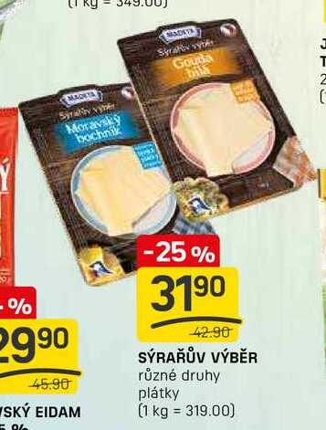 SÝRAŘŮV VÝBĚR různé druhy plátky