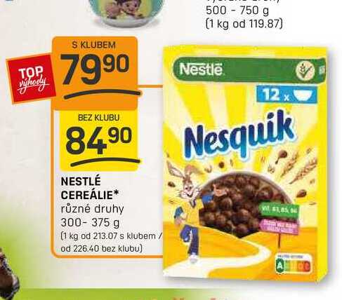 NESTLÉ CEREÁLIE různé druhy 300-375 g 