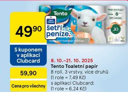 Tento Toaletní papír, 8 rolí, 3 vrstvy, více druhů 