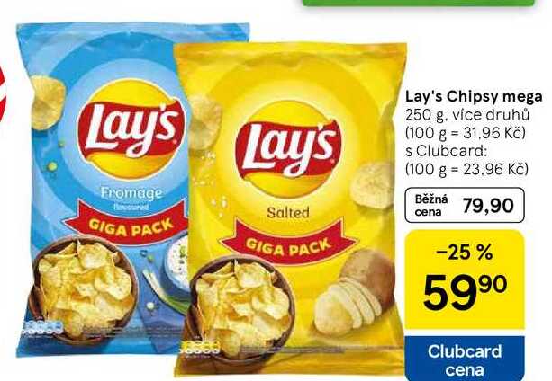 Lay's Chipsy mega, 250 g, více druhů 