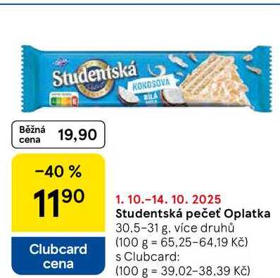 Studentská pečeť Oplatka, 30.5-31 g, více druhů 