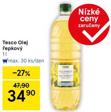 Tesco Olej řepkový, 1 l 