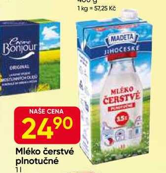 MADETA Mléko čerstvé plnotučné 1l