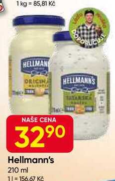 Hellmann's tatarská omáčka, majonéza 210ml