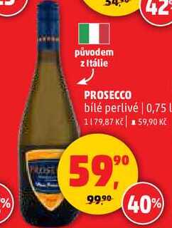 PROSECCO bílé perlivé, 0,75 l