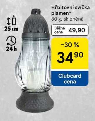 Hřbitovní svíčka plamen, 80 g. skleněná 