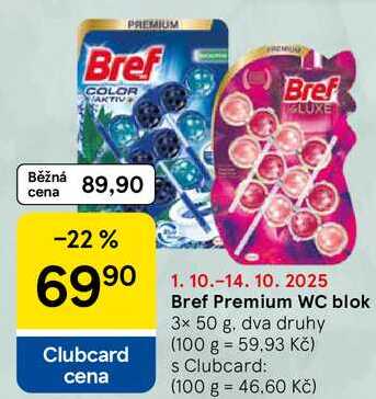 Bref Premium WC blok, 3x 50 g. dva druhy 