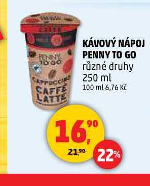KÁVOVÝ NÁPOJ PENNY TO GO, 250 ml 