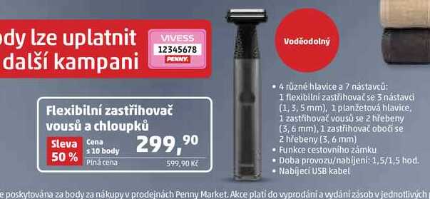 Flexibilní zastřihovač vousů a chloupků 