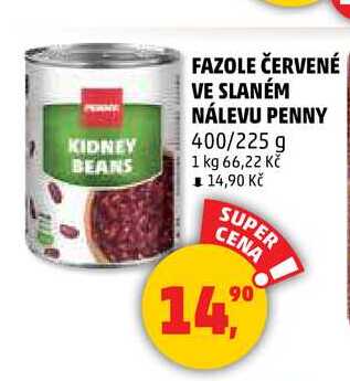 FAZOLE ČERVENÉ VE SLANÉM NÁLEVU PENNY, 400 g