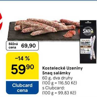 Kostelecké Uzeniny Snaq salámky, 60 g