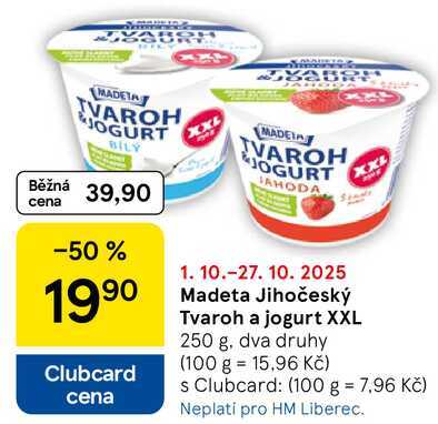Madeta Jihočeský Tvaroh a jogurt XXL, 250 g, dva druhy  