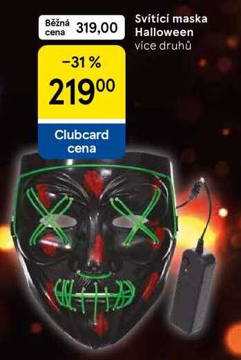 Svítící maska Halloween, více druhů 