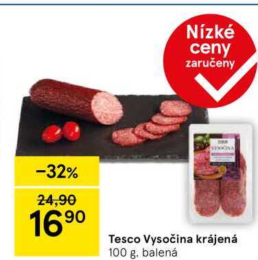 Tesco Vysočina krájená, 100 g, balená 