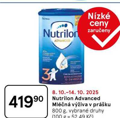 Nutrilon Advanced Mléčná výživa v prášku, 800 g, vybrané druhy 