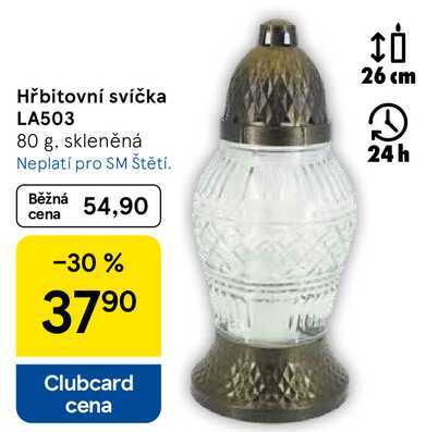 Hřbitovní svíčka LA503, 80 g, skleněná 