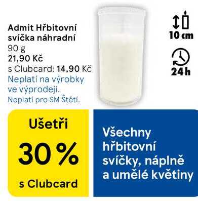 Admit Hřbitovní svíčka náhradní, 90 g 
