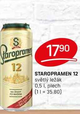 STAROPRAMEN 12 světlý ležák 0,5 1, plech 