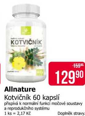 Allnature Kotvičník 60 kapslí 