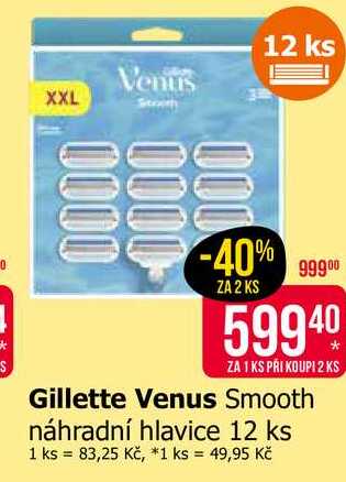 Gillette Venus Smooth náhradní hlavice 12 ks