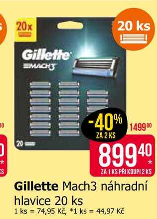 Gillette Mach3 náhradní hlavice 20 ks 