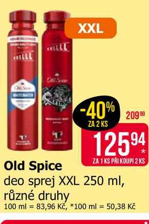 Old Spice deo sprej XXL 250 ml, různé druhy 