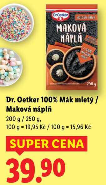Dr. Oetker 100% Mák mletý/Maková náplň, 200 g/250 g