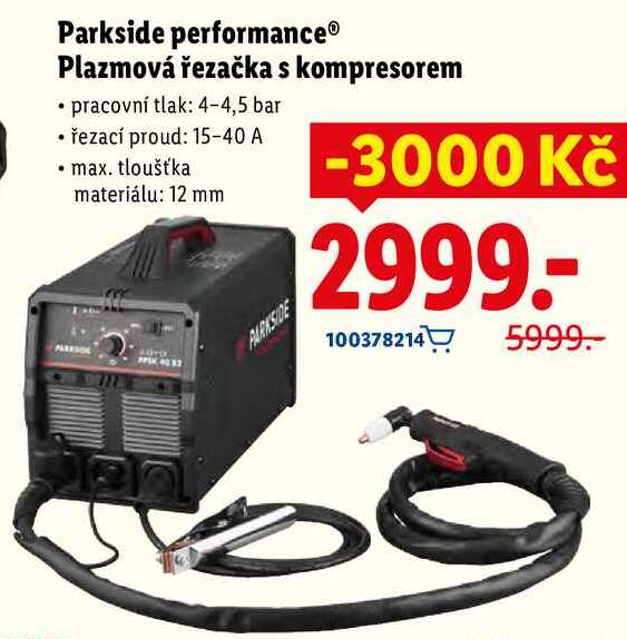 Parkside performance Plazmová řezačka s kompresorem 