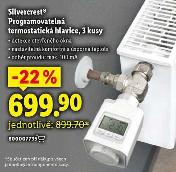 Silvercrest Programovatelná termostatická hlavice, 3 kusy 