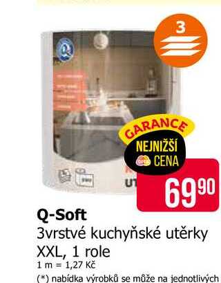 Q-Soft 3vrstvé kuchyňské utěrky XXL, 1 role 