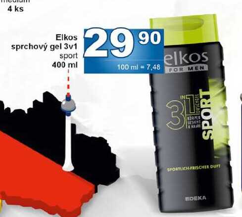 Elkos sprchový gel 3v1 sport 400 ml