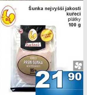 Šunka nejvyšší jakosti kuřecí plátky 100 g
