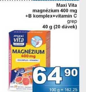 Maxi Vita magnézium 400 mg +B komplex+vitamin C grep 40 g (20 dávek)