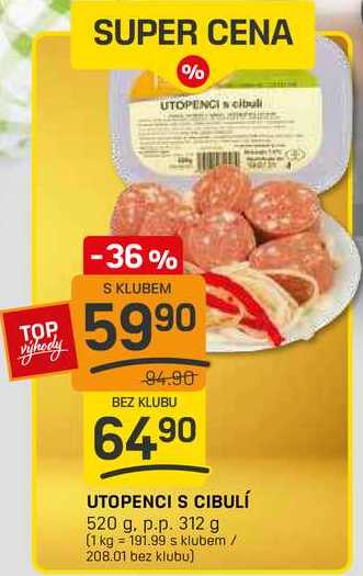 UTOPENCI S CIBULÍ 520 g. p.p. 312 g