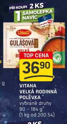 VITANA VELKÁ RODINNÁ POLÉVKA vybrané druhy 90-184 g