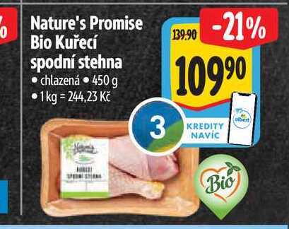 Nature's Promise Bio Kuřecí spodní stehna 450 g