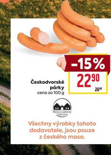 Českodvorské párky cena za 100 g