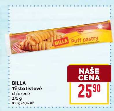 BILLA Těsto listové chlazené 275 g 