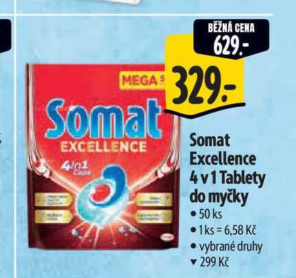  Somat Excellence 4 v 1 Tablety do myčky 50 ks  