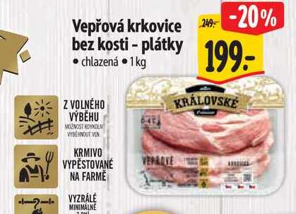 Vepřová krkovice bez kosti - plátky, 1 kg