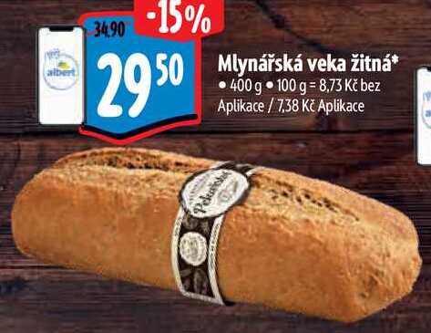 Mlynářská veka žitná, 400 g
