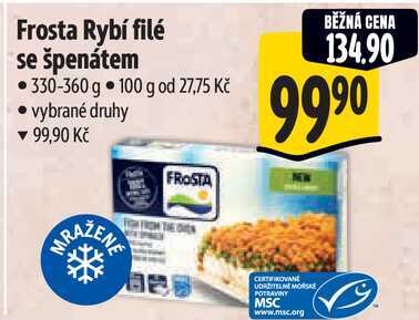 Frosta Rybí filé se špenátem, 330-360 g