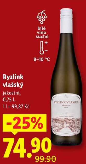 Ryzlink vlašský, 0,75 l