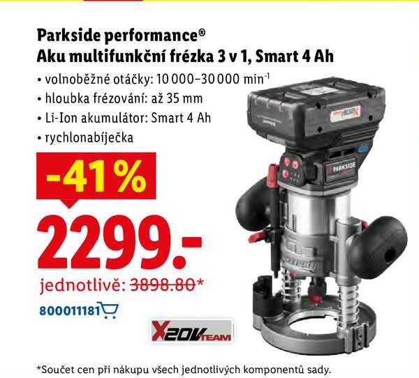 Parkside performance Aku multifunkční frézka 3 v 1, Smart 4 Ah