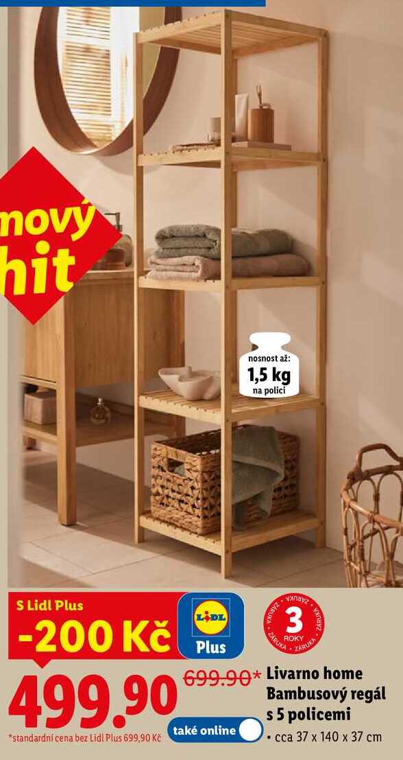 Livarno home Bambusový regál s 5 policemi