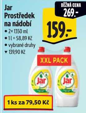 Jar Prostředek na nádobí, 2x 1350 ml 
