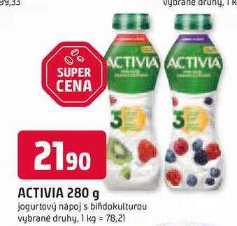 ACTIVIA 280 g jogurtový nápoj s bifidokulturou vybrané druhy